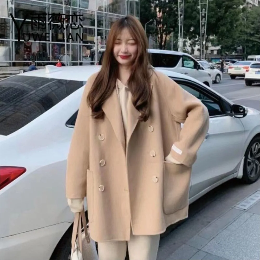 

New Thickened Woolen Coat Women Warm Loose And Thin Double Breasted