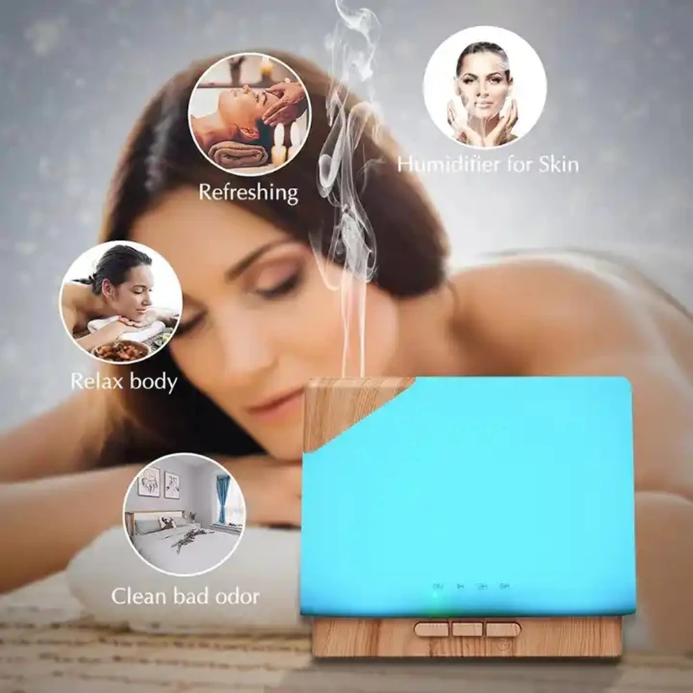 Диффузор эфирных масел премиум-класса 5 в 1 ультразвуковой ароматерапии с ароматным испарителем, увлажнителем воздуха, автоматическим выключением и безопасностью на 700 мл.