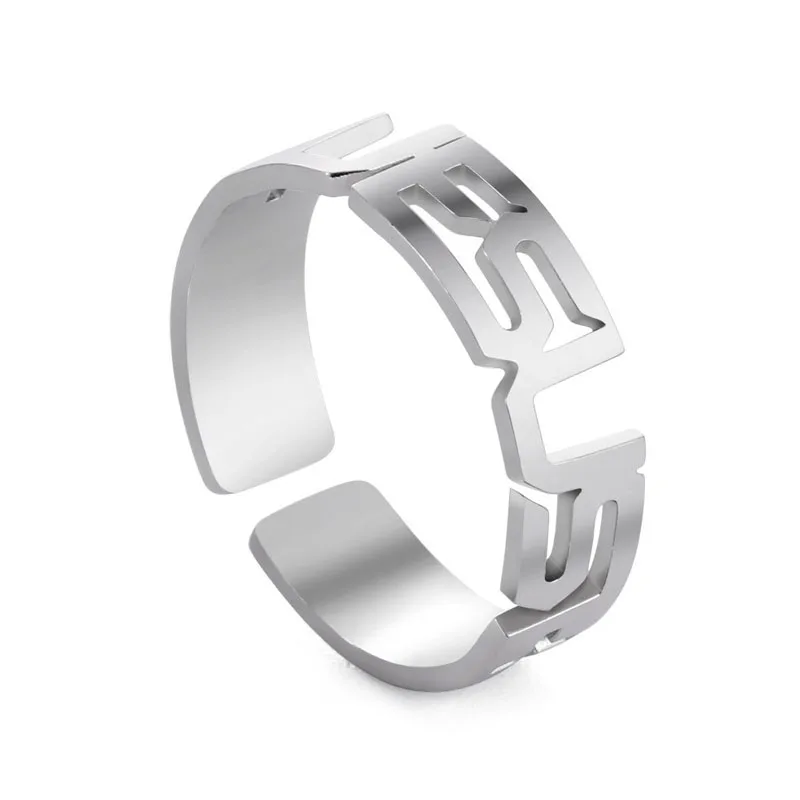 

Ювелирные изделия из титановой стали, новинка, Лидер продаж, ажурное кольцо унисекс с буквами, регулируемое кольцо из нержавеющей стали для ...