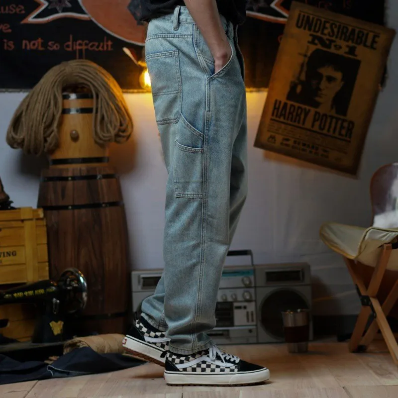 Джинсы в японском стиле мужские свободные микро-конусные уличные трендовые