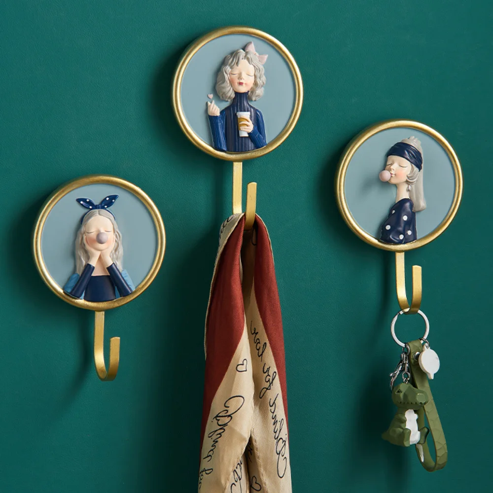 

Girls Rack Wall Hanging Decor Nordic Lovely Resin Coat Hook Home Cartoon Minimalist Bathroom Accessories Hanger Decoration