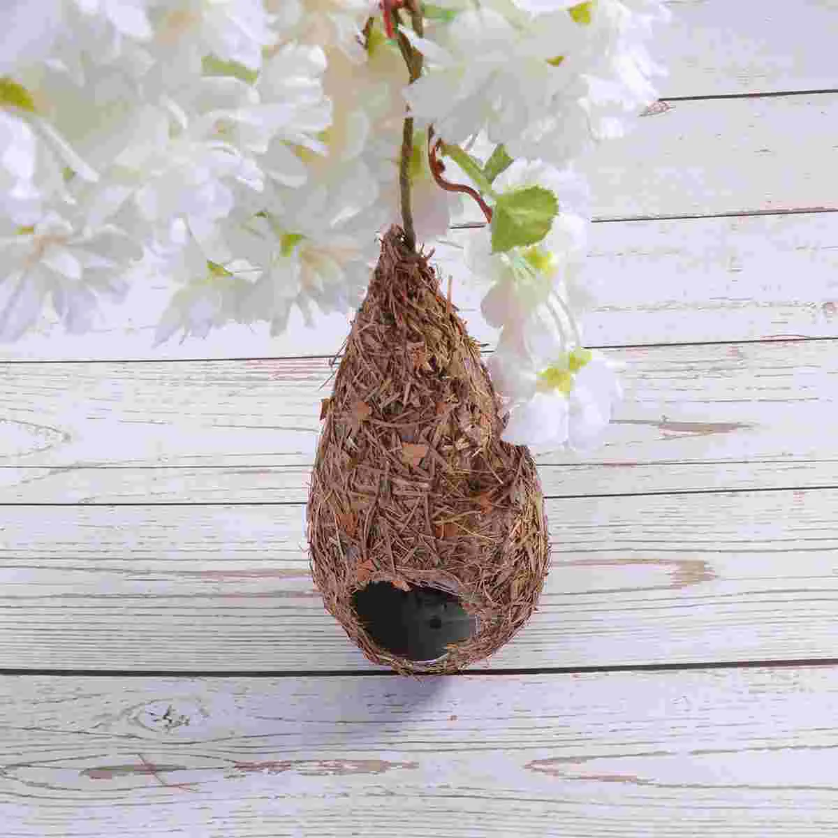 

Bird Nesthouse Houses Straw Hanging Birds Outsidehummingbird Supplies Handwoven Perch Woven Cage Outdoors Parrot Birdhouses