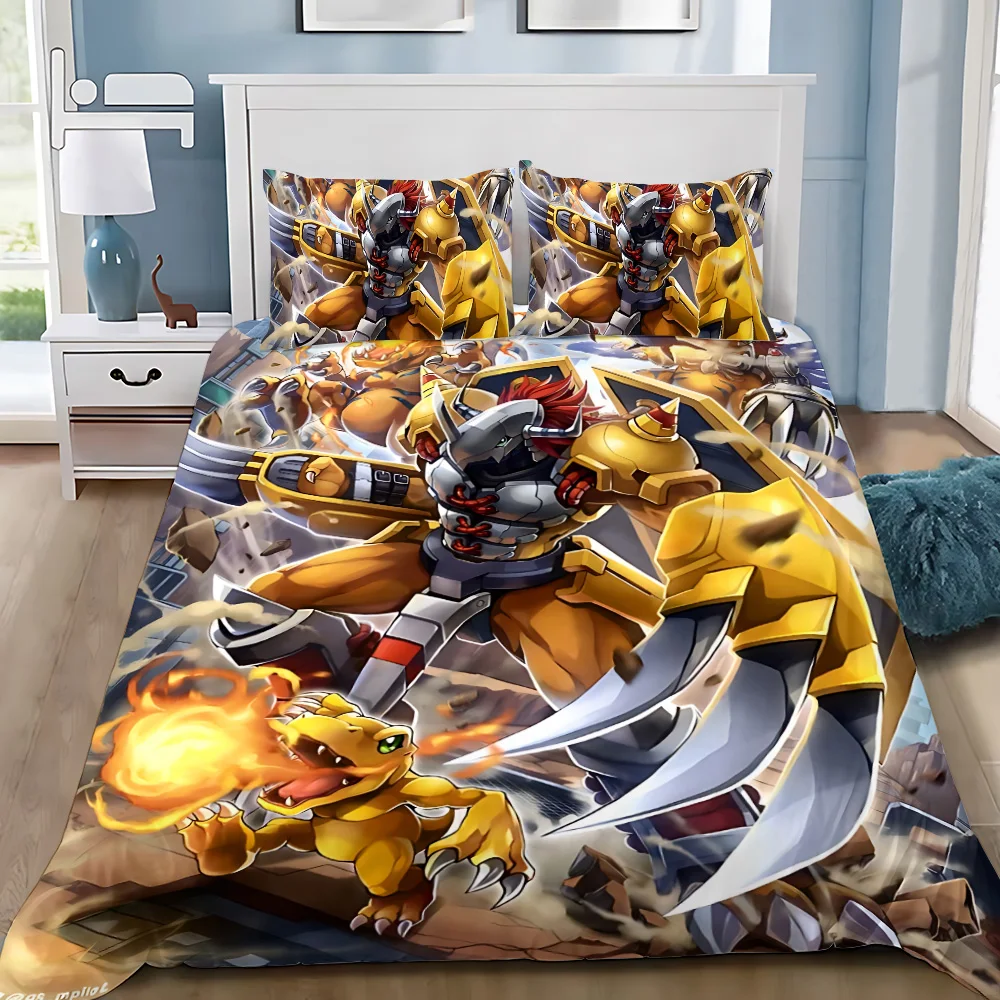 Cartoon Digimon Cover Pillowcase Bedding Set Adult Boy Girl Bedroom Decoration Children Gift Single Double Large Size