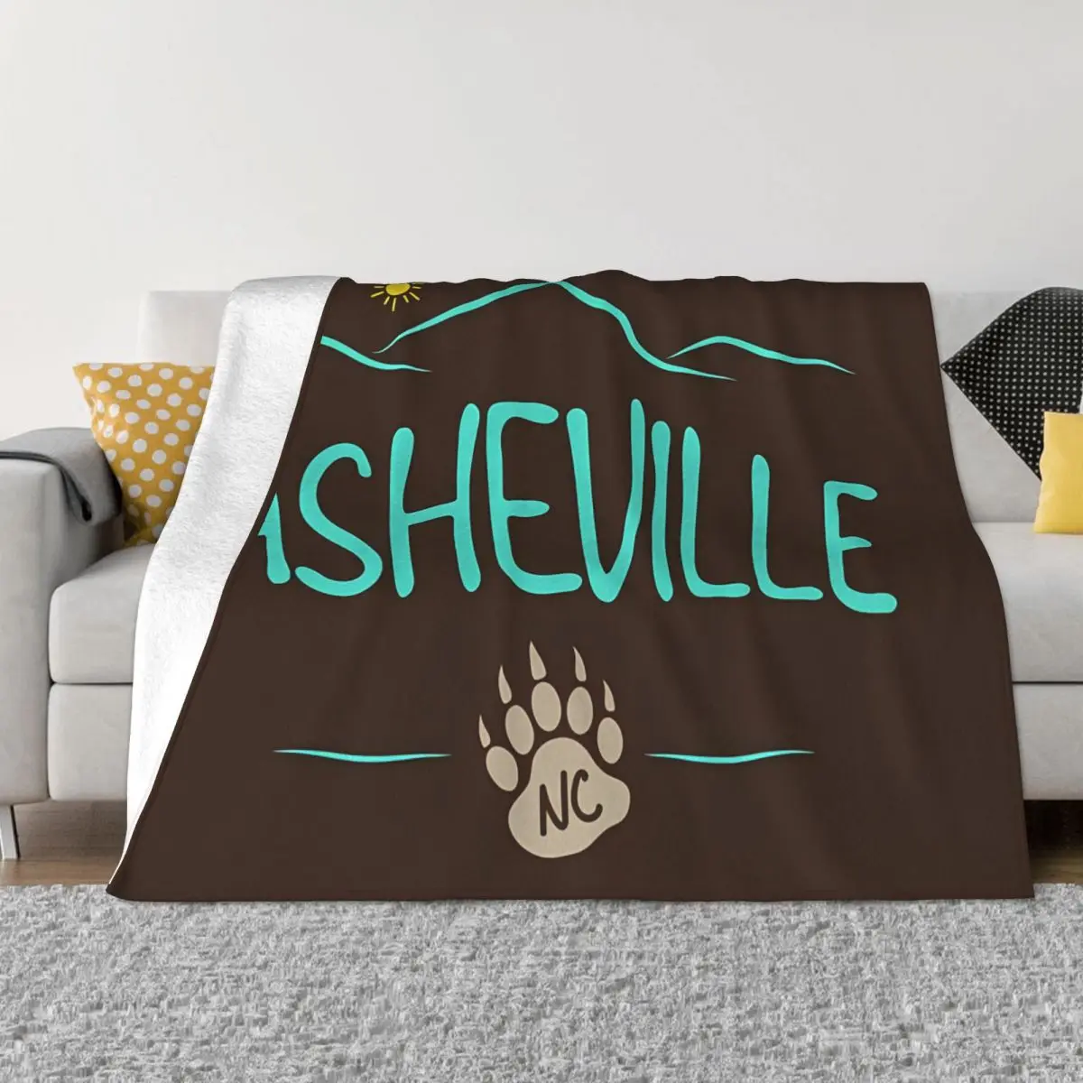 

Bear Blanket Flannel Asheville NC Black Paw Chocolate Brown Cozy Soft FLeece Bedspread