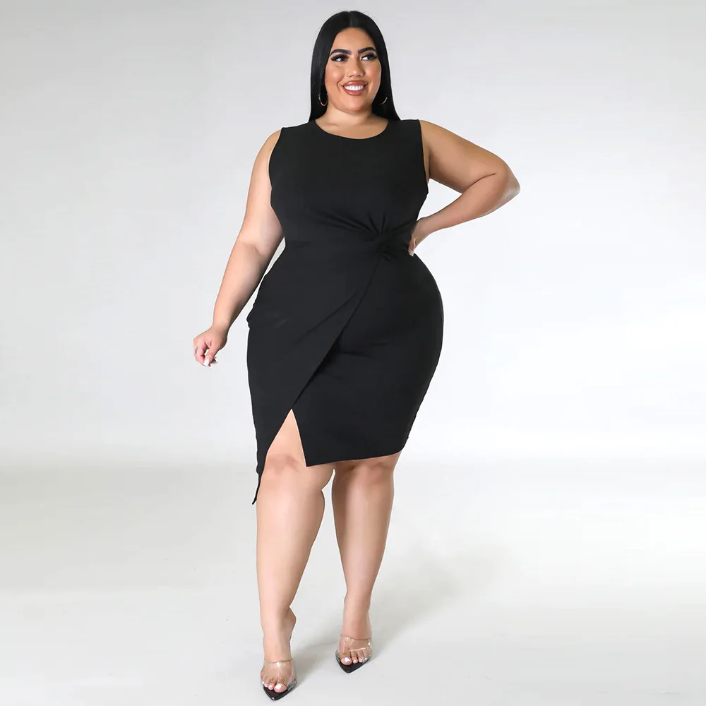 2023 Spring New In Dress Women Split Sleeveless Fashion Elegant Cloth Female Casual Luxury Gown Plus Size Evening Party Dress