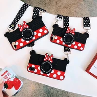 3d disney minnie bow retro camera phone case for iphone 11 12 13 pro max mini x xs xr 6 6s 7 8 plus se 2020 shockproof cover