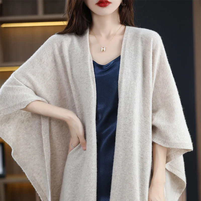 Autumn Winter New 100% Pure Wool Cashmere Shawl Female Korean Version Of Solid Color Big Scarf Outside shawl To Keep Warm Women