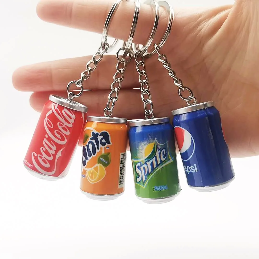 

Fashion Simulation PVC Cola Sprite Keychain Men's Car Key Ring Women Bag Fun Pendant Keychains Personality Gift Souvenir