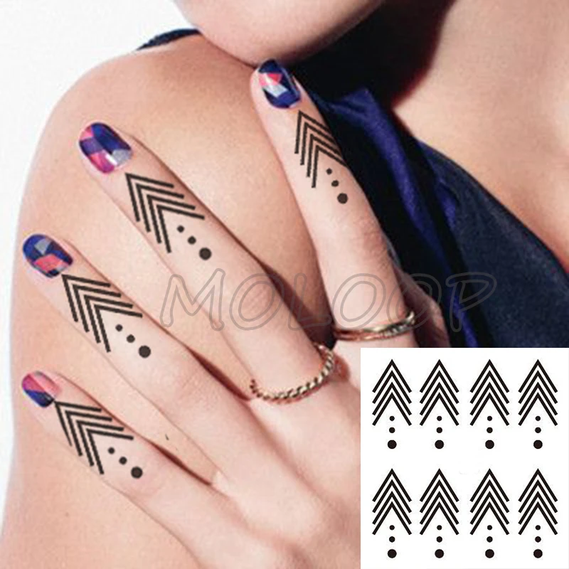 

Waterproof tattoo sticker arrow dot triangle totem fake tatoo hand neck finger water transfer flash body art temporary tatto
