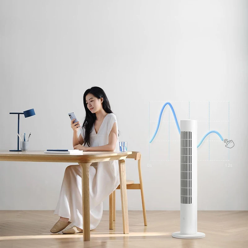 Фото XIAOMI MIJIA Smart Башенный вентилятор с преобразованием частоты постоянного тока 2,150 °   Ультраширокоугольный подача воздуха, домашние летние болельщики, поддержка приложения MI HOME №4