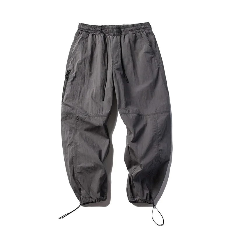 Men's overalls outdoor waterproof tapered pants loose all-match drawstring pants trendy drawstring casual pants sports pants