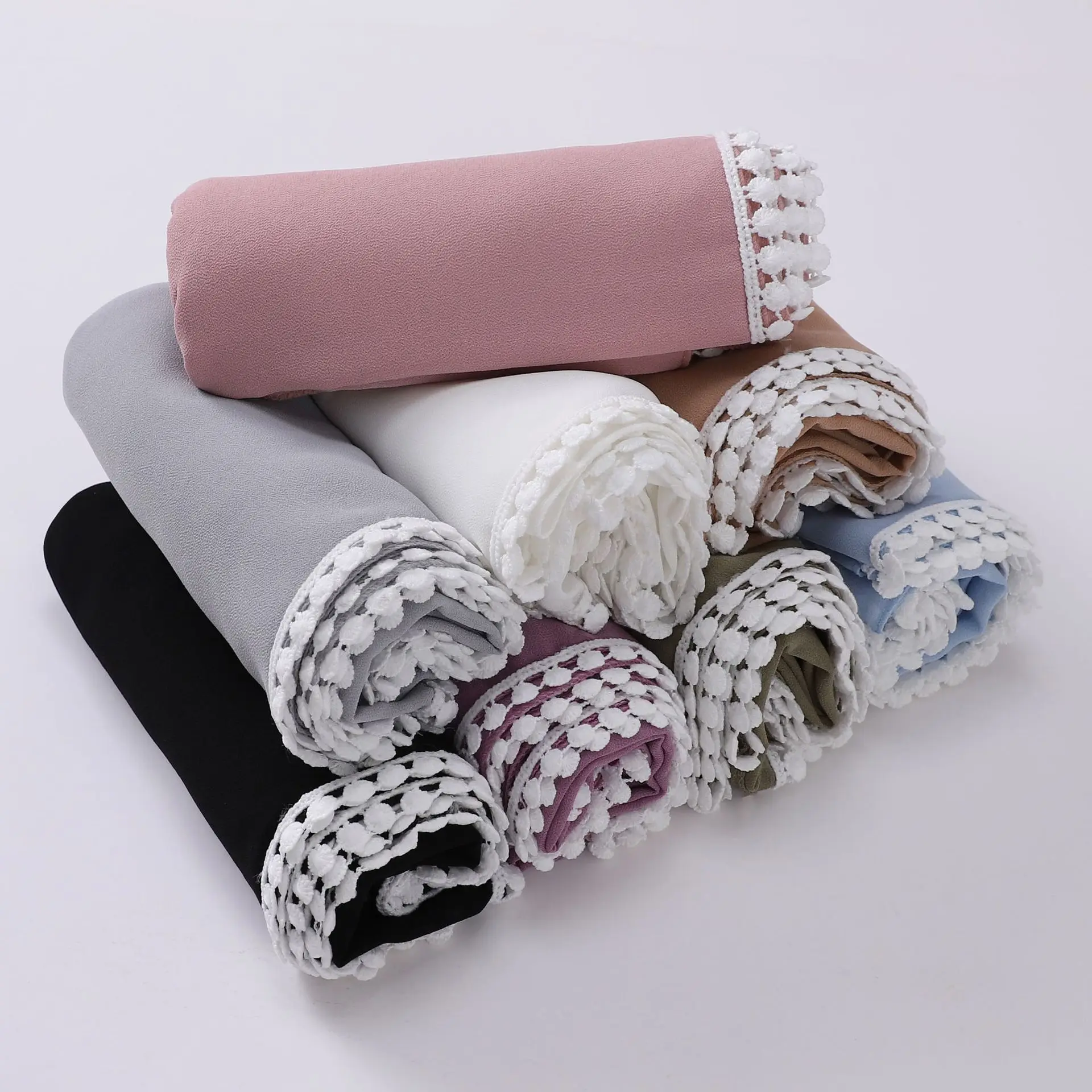 Новый шифоновый шарф с пузырьковым жемчугом мусульманский женский хиджаб тюрбан