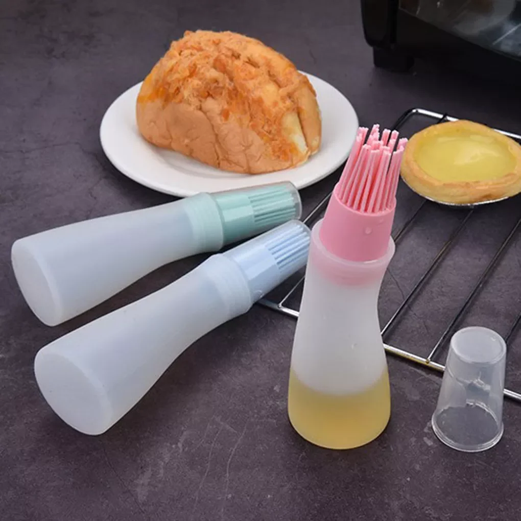 

2023NEW Sale 1PC Portable Silicone Oil Bottle with Brush Oil Brushes Liquid Oil Pastry Kitchen Baking BBQ Tool Kitchen Tools