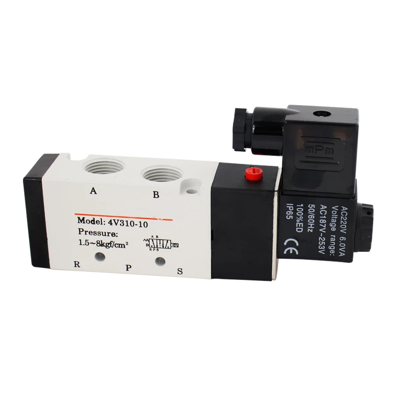 

1 шт. Пневматический электромагнитный клапан 4V210-08, двухпозиционный пятинаправленный воздушный клапан 220 В 24 в 4 в 310-10 4 в 410-15