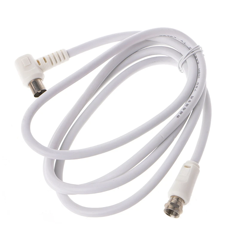 

9.5mm White 90 Degrees Male To F Type Male Coaxial TV Satellite Antenna Cable
