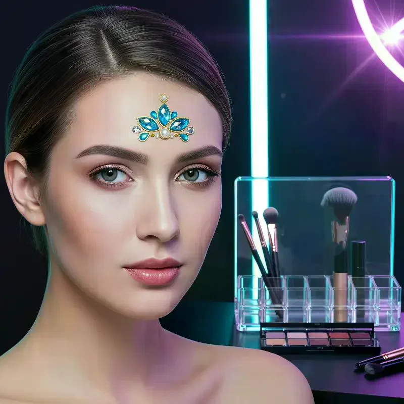Фото Наклейки для лица с 3D-стразами Rave Makeup, блестящие самоклеящиеся кристаллы, 1 лист для декора костюмов на EDM-фестиваль или вечеринку. №4
