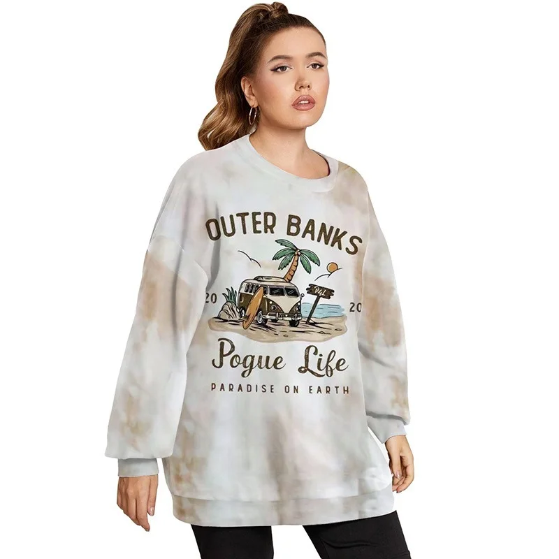 Толстовка женская с круглым вырезом и принтом в виде автомобиля |