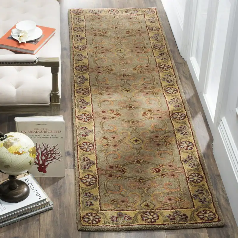 

Simonette Floral Wool Runner Rug, Light Green/Gold, 2'3 Alfombras para sala envio gratis Prayer mat Wedding decoration Prayer ma