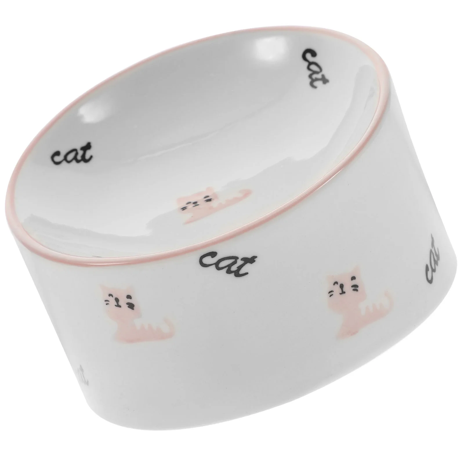

Bowl Pet Cat Bowls Dog Ceramic Dish Water Elevated Feeding Kitten Raised Feeder Adorable Guard Tilted Neck Double Porcelain