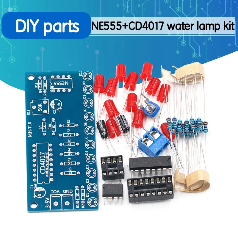 

NE555 CD4017 беговые светодиодные светильники, электронный набор для производства, панель управления, модуль, конденсатор, генератор, часы, Набор...