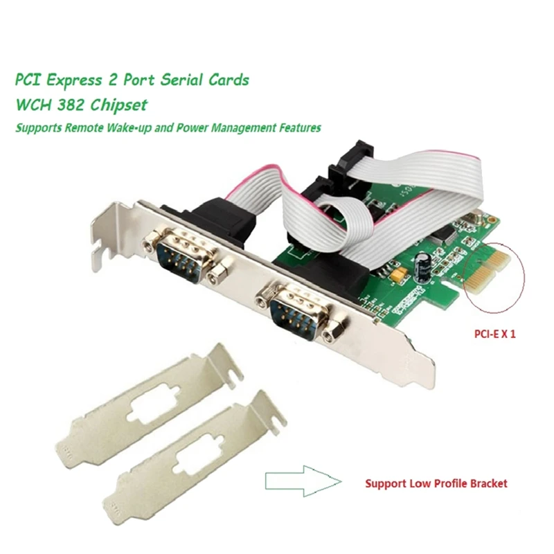 PCI Express 2 порта последовательная карта RS232 Com Db9 контроллер PCI-E 1 0X1 WCH382 чип с