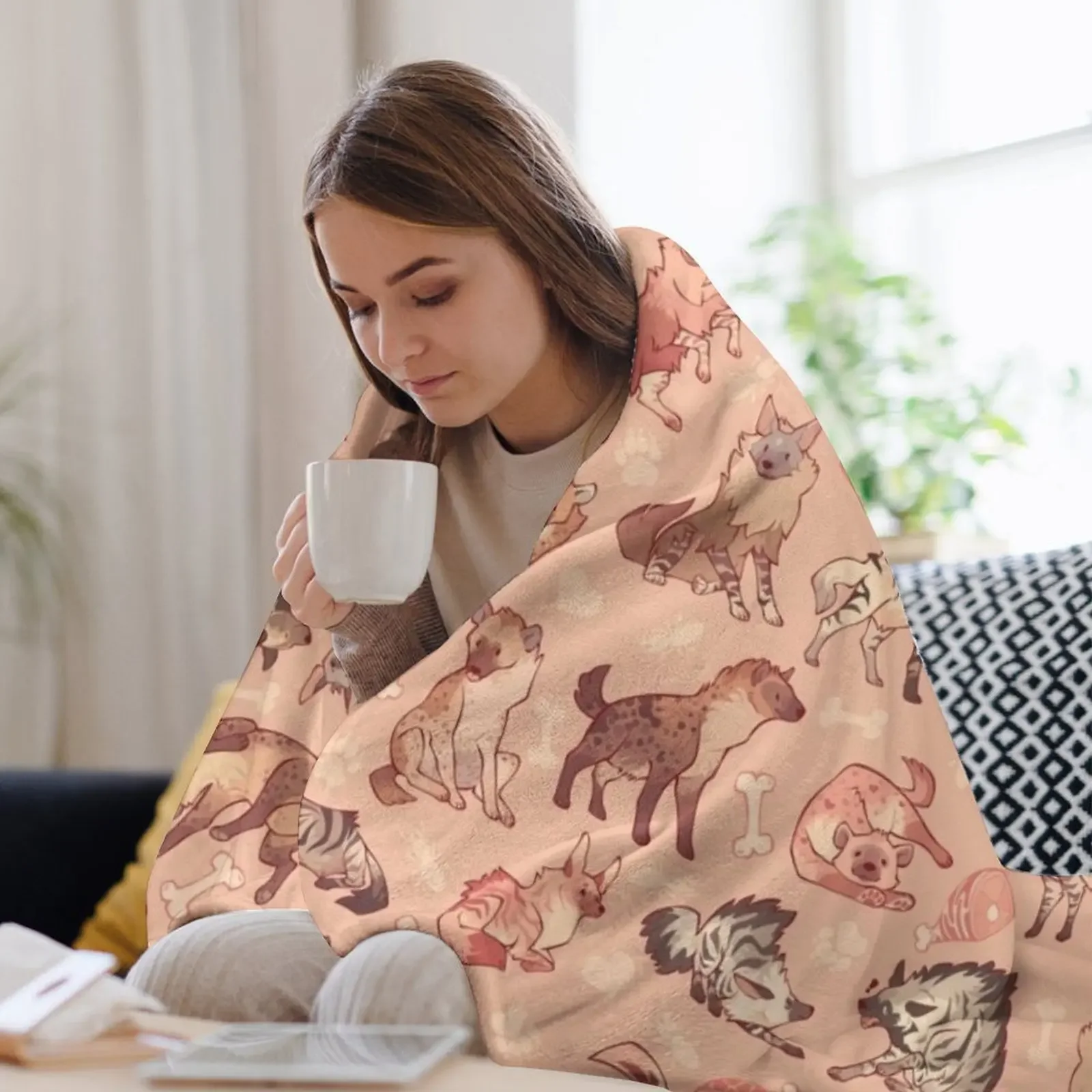 Мягкий плюшевый плед Hyenas