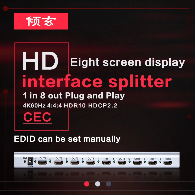 4K 60hz 1x8 HDMI Splitter 1 IN 2 4 6 8 Out 1x2 1x4 HDMI Splitter HDMI 2.0 Video Converter with cec for PS4 PC DVD To TV MONITORS