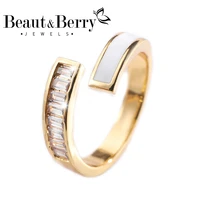 beautberry korean style simple micro set copper zircon womens rings wedding office party accessories jewelry