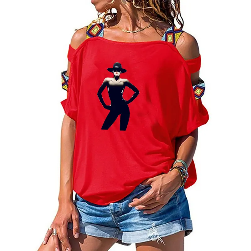 

T-shirt women's short sleeved loose sexy nude girl fashion girl T-shirt