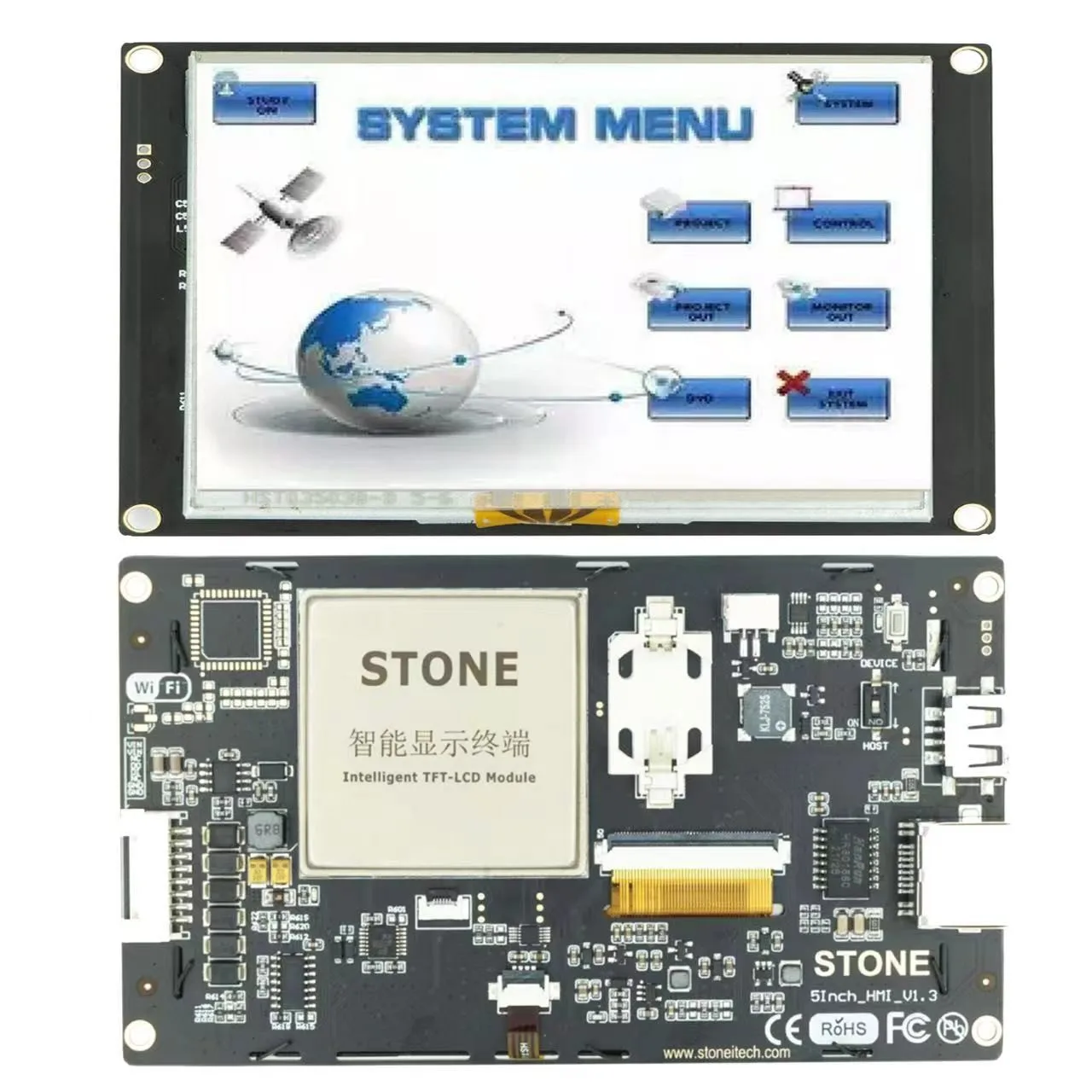 STONE 5.0 Inch TFT LCD Touch Screen TTL And Software+Program Support Any MCU