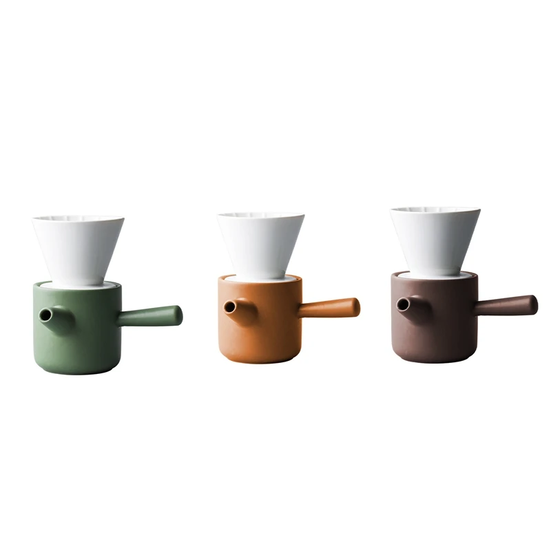 

HOT SALE Ceramic Japanese Style Household Hand-Made Coffee Pot Drip Filter Ceramic Coffee Filter Cup Set Household Portable