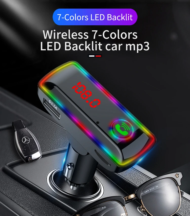 Автомобильный FM-передатчик Bluetooth 5 0 с двумя USB-портами и поддержкой быстрой