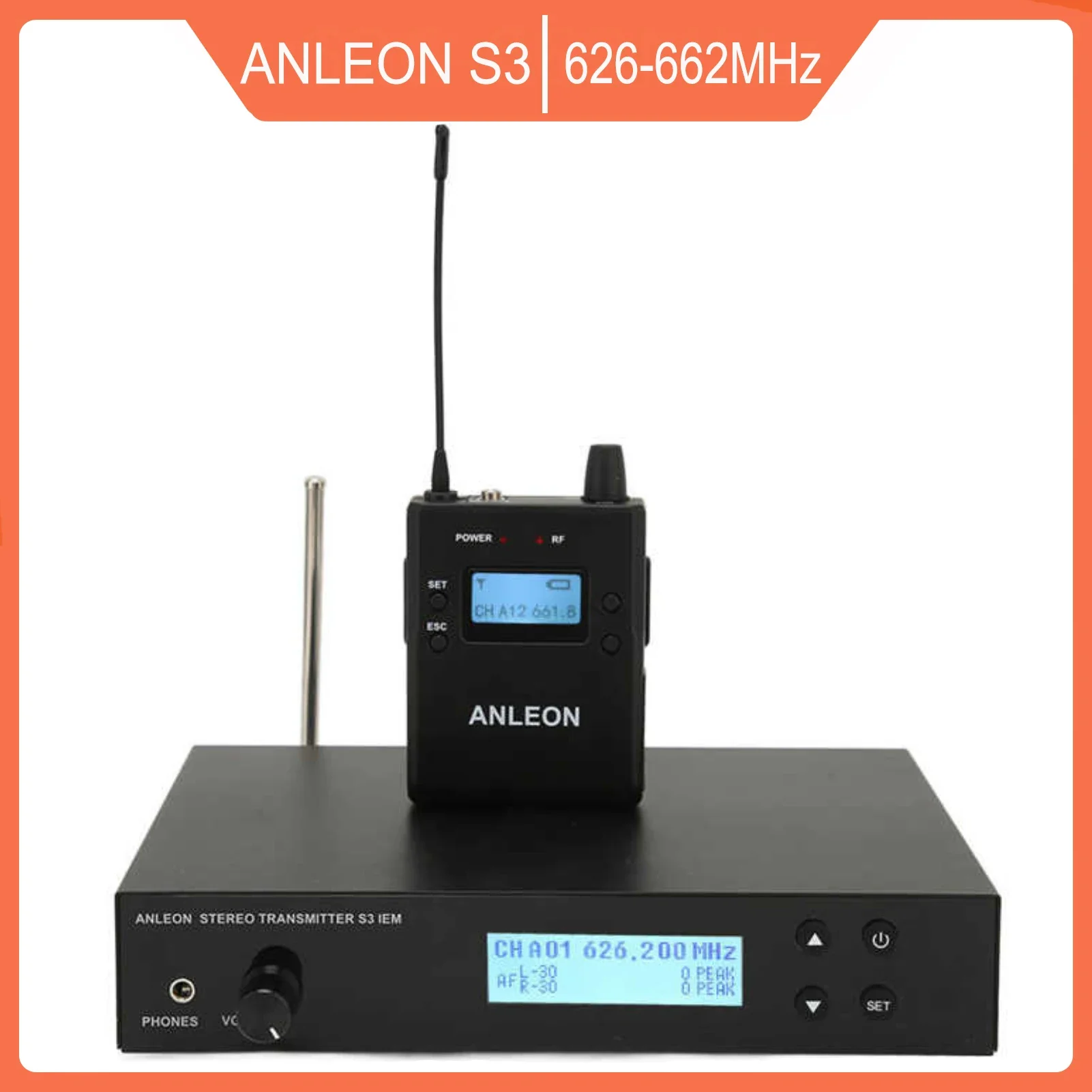 Беспроводная система мониторинга для наушников ANLEON S3 626-662 МГц 90 дБ в ухо возврата