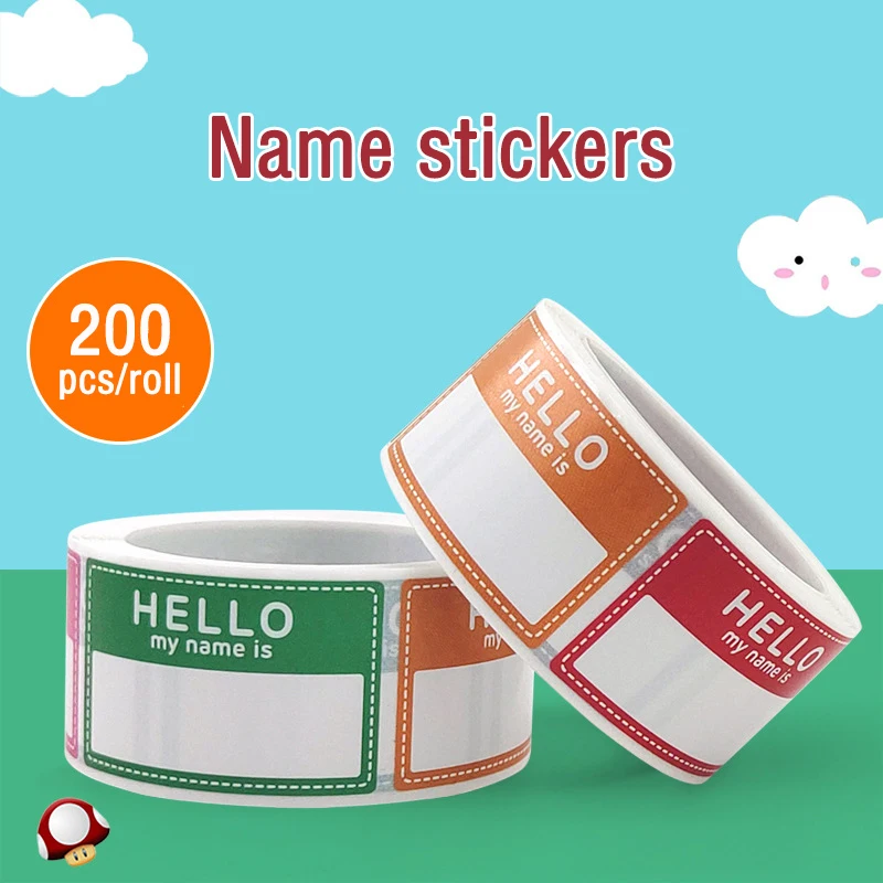 1Roll Name Tag Labels Hello My Name Is sticker 200PCS Baby Announcement Stickers Hospital Photography Props School Office Tags