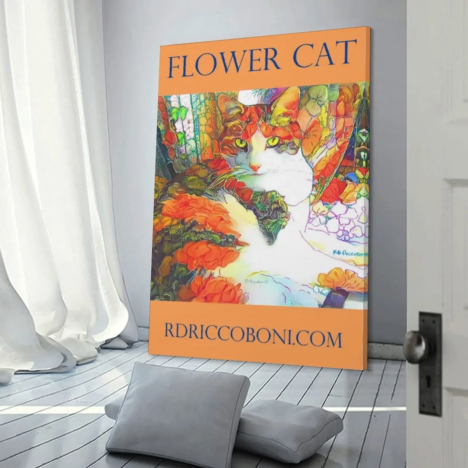 Картина &quotЦветочный кот&quot RD Riccoboni печать на холсте