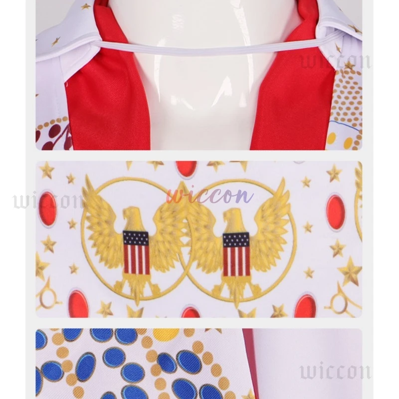 Костюм Элвиса для косплея аниме Presleley Rocker униформа выступлений парик очки