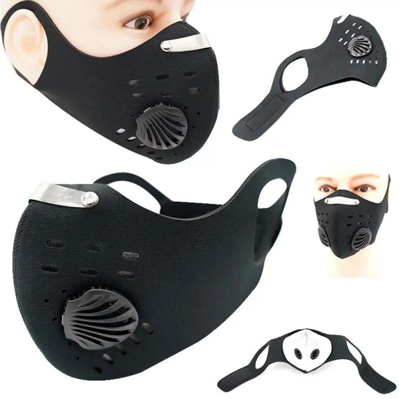 

Черная велосипедная маска для лица с фильтрами из активированного угля, дышащая маска для рта, наружная маска для лица, Сменный фильтр