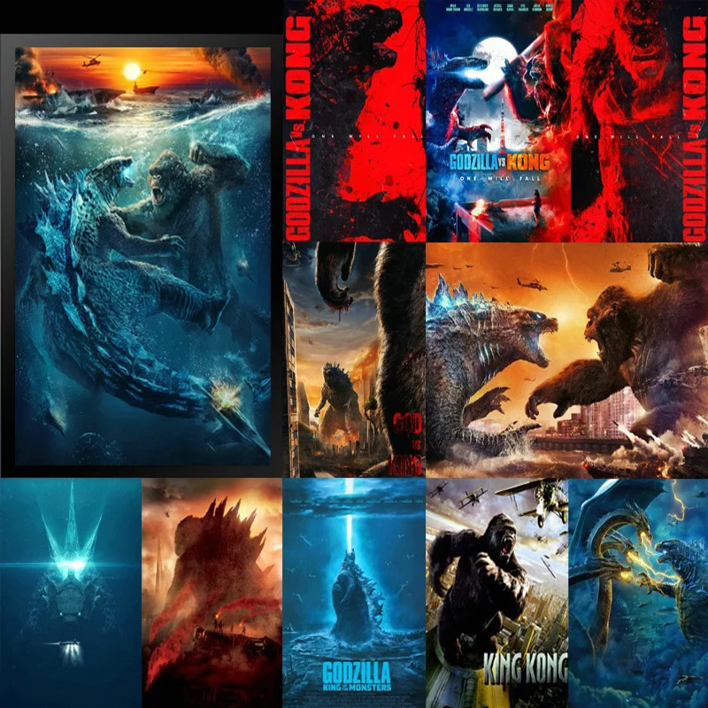 

Godzilla Classic Anime Vintage Posters Godzilla Vs Kong Animated Character Kraft Paper DIY Room Bar Cafe Decor Art Painting Gift
