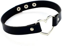 black leather choker necklace for women goth heart choker adjustable chain collar choker