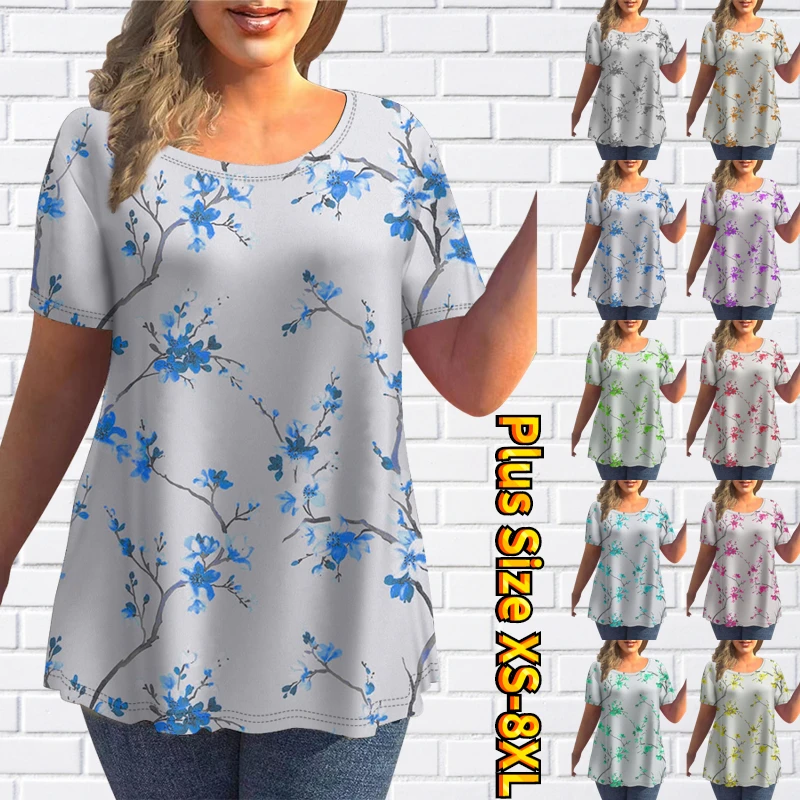 

2022 Summer Women's Fashionable 3D Printed T Shirts Round Neck Short Sleeves Cool Style Streetwear Abstract Printing Pullover