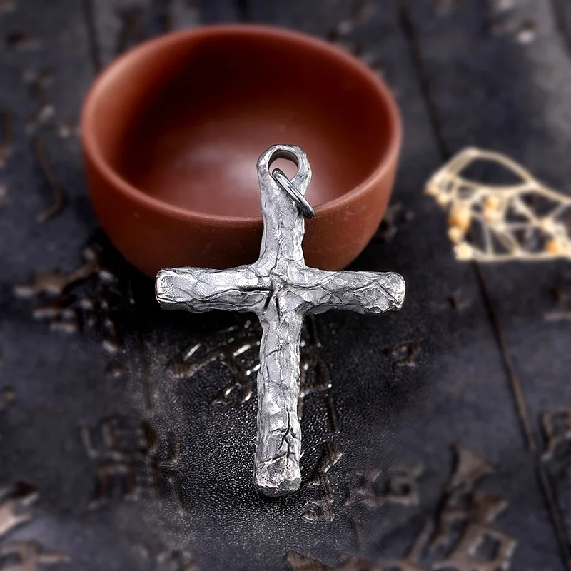 BOCAI Новый S925 серебро Состаренный персонализированный изысканный крест в форме