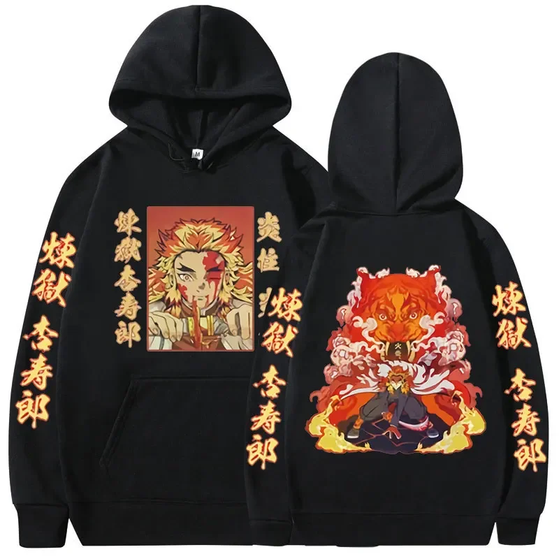 

Худи с рисунком из аниме «рассекающий демонов», свитшоты с принтом в стиле Харадзюку, киметсу No Yaiba, Rengoku, Kyoujurou, мужские и женские худи в готическом стиле