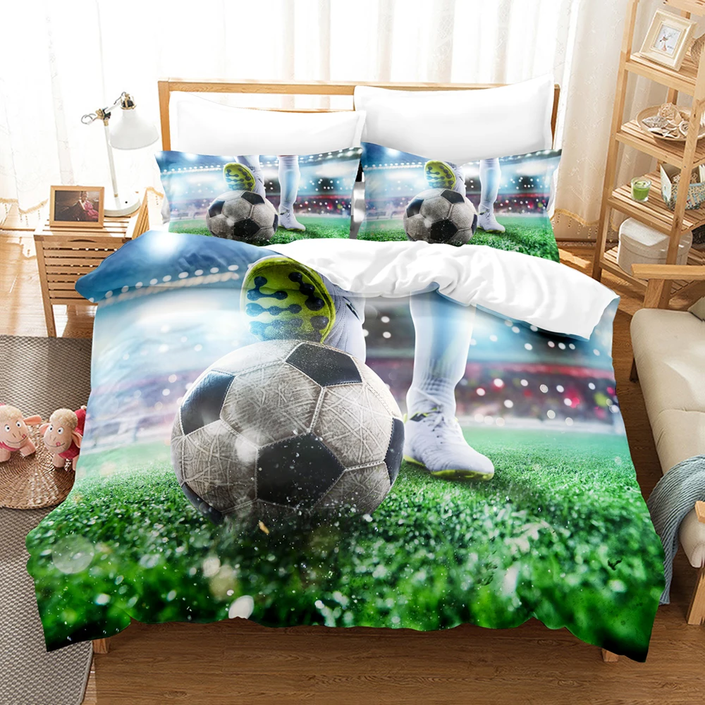 

Комплект постельного белья Football2 с 3D принтом, пуховое одеяло, чехол с наволочкой, двойная Комплектация набор постельного белья Queen King