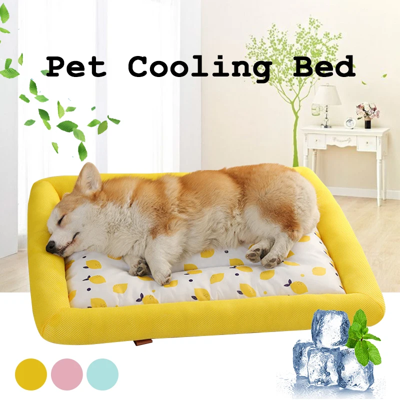

New S-L Dog Mat Cooling Summer Pad Mat Ice Pad Dog Sleeping Round Mats For Dogs Cats Pet Kennel Breathable Cold Silk Dog Bed