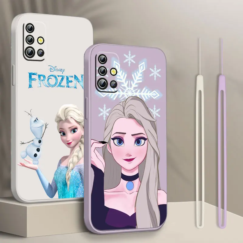 

Disney Frozen Phone Case For Samsung A22 A30S A30 A31 A32 A33 A42 A50 A51 A52 A53 A71 A72 A73 Liquid Rope Soft Capa Funda Cover