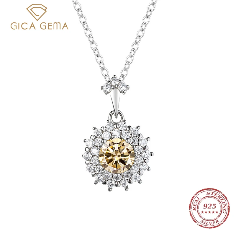 

Gica Gema Trendy Woman Jewelry 2022 1CT Moissanite Multicolor Pendant 925 Sterling Silver Necklace For Women Wedding Party Gift