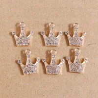10pcs cute alloy crystal crown charms for jewelry making women fashion drop earrings pendants necklaces diy crafts accessories