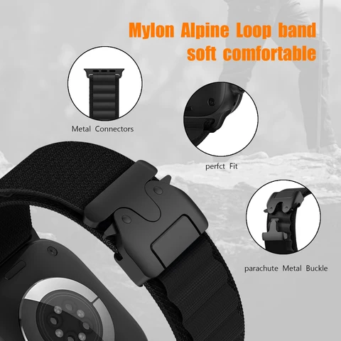 Альпийская петля с парашютом для Apple Watch Ultra 2 Band 49 мм 46 мм 45 мм 41 мм 42 мм браслет iWatch Series 10 9 8 7 6 SE Ремешок 44 мм 40 мм