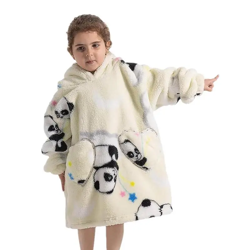 

Kids Comfy Hoodie Blanket Winter Super Long Warm Fleece Blanket With Pocket TV Blanket Wearable Hooded Blanket Home Accessories