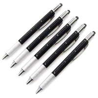 5 pcs multi tool 6 in 1 ballpoint pen with ruler level gauge ballpoint pen stylus touch screen stylus and screw driver mult